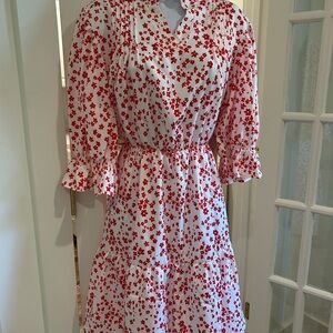 Floral Red and White Women's Dress